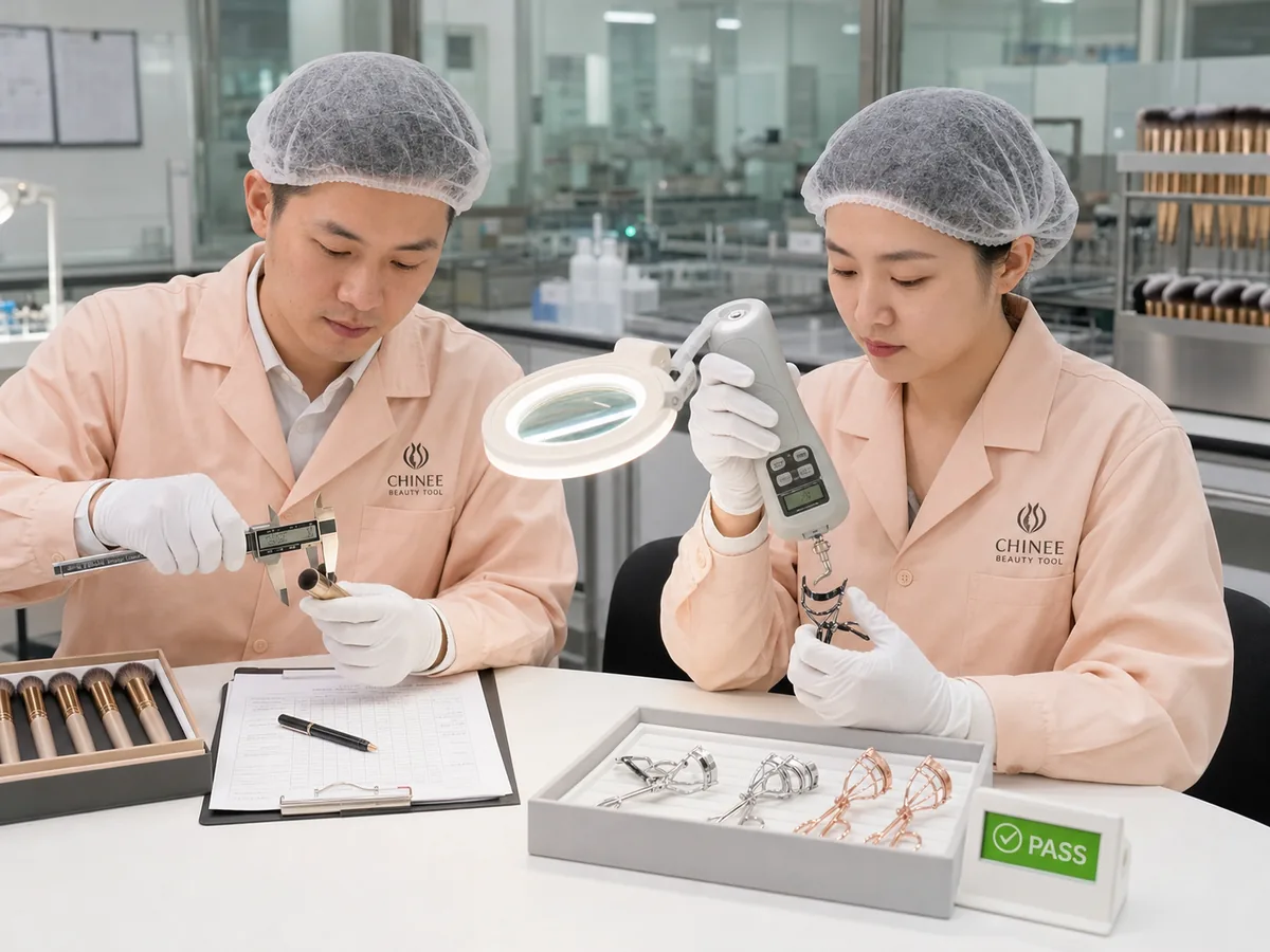 Beauty tool quality inspection in a Chinese factory