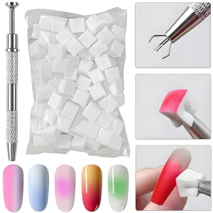 1 2 Set 1cm Mini Tofu Sponge for Nail Art Gradient Blending Grabber Brush Tools With Cheek Stamping Pad Makeup Stamping Kit