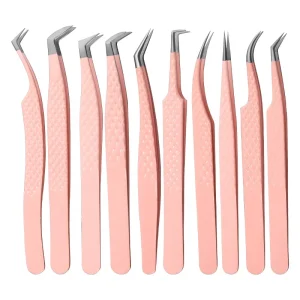 1 Pcs Eyelash Extension Tweezers With Fiber Tips Stainless Steel High Precision Tweezer for Volume Fans Makeup Tools