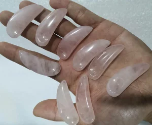 1.5X4cm Mini Rose Quartz Stone Face Mask Cream Spoon Gua Sha Makeup Cosmetic Facial Spoon Cosmetic Spatula