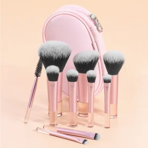 10 Piece Mini Face Makeup Brush Set Brush Bag Loose Powder Blush Eyeshadow Brushes Synthetic Fibre Metal Handles Factory Stock