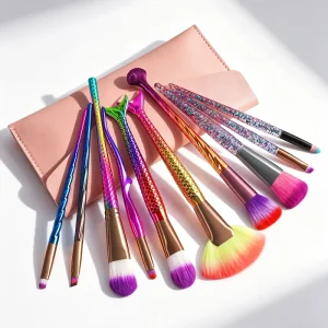 10 Piece Nylon Makeup Brush Set with Wood Handles for Loose Powder Blush & Contour Factory Direct Cosmetic Kit
