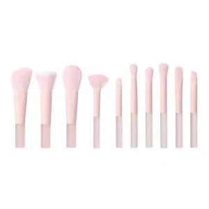 10 Piece Pink Mini Makeup Brush Set Portable Full Range Powder Brush Tools
