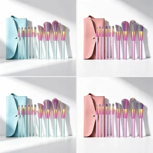 10 piece Nylon Makeup Brush Set with Metal Handle and Cosmetic Bag Blush Loose Powder Brushes Beauty Kit