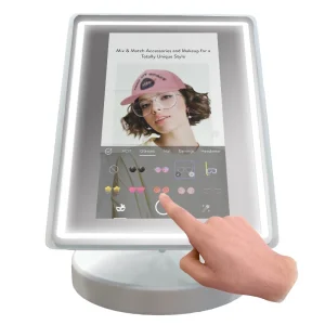 10.1 Inch Touch Screen Modern Rectangle LED Makeup Mirror with Android Smart Vanity Features and Illuminated Lights