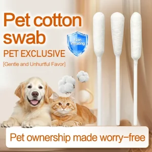 10.5cm Eco friendly White Cotton Pet Ear Stains Cleaning Grooming Cotton Swabs Customizable Disposable Cotton Buds Private Logo