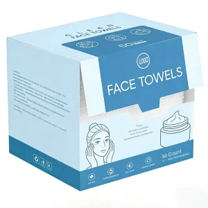 100% Cotton Disposable Face Towelette 50 Count Box Extra Thick Soft Dry Wipes Clean Facial Towels for Makeup Remover