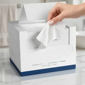 100% Lyocell Disposable Face Towel 50pcs Per Box With Magnetic Lid Makeup Remover Dry Wipes Biodegradable