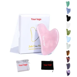 100% Natural Black Obsidian Gua Sha Facial Massager Heart Shape Pink Stone Tool Black Nephrite Jade Guasha