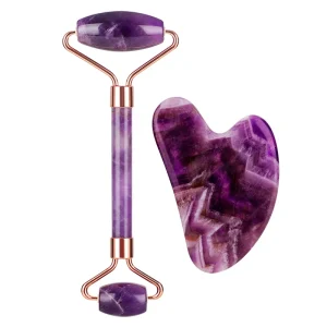 100% Natural Gemstone Quartz Rose Facial Massage Jade Roller Gua Sha Beauty Roller