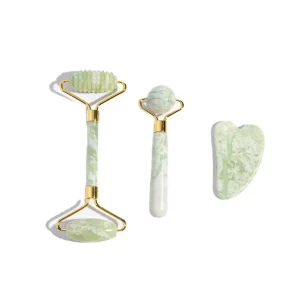 100% Natural Jade Roller Gua Sha Set Double Head Customized Facial Care Box for Face Guasha
