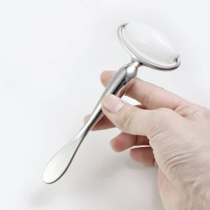 100% Natural Jade Stone Silver Eco friendly Face Roller Massager Single Head Anti aging for Facial Use