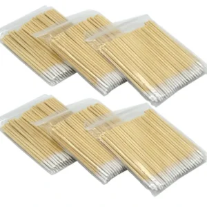 100 PCS Bag Disposable Permanent Makeup Eyelash Cleaning Micro Eyelash Pointed Tip Wood Cotton Swab