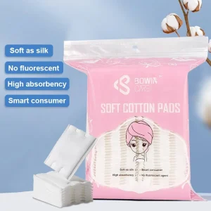 100 Piece Disposable Organic Cotton Pads Three Layer Square Remover Face Pads with Plain Two Sides for Makeup Use