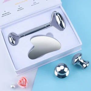 100% Pure Natural Jade Facial Roller Double-Ended Noiseless Portable Face Lift & Whitening Massage Roller