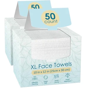 100% USDA Biobased Disposable Face Towelette Biodegradable Makeup Remover Dry Wipes Facial Towels Wash Cloth for Sensitive Skin