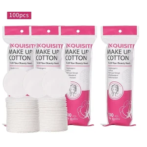 100PCS Organic Eco Friendly Disposable Round Facial Cleansing Pads Soft Cotton Absorbent Makeup Removal Pads for All Skin Z106
