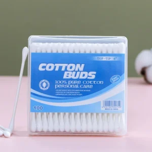 100PCS Private Label Wooden Bamboo Paper Ear Cleaner Swab Qtips Cotton Buds