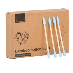 100Pcs Pack Thin Breathable Makeup Cleaning Bamboo Sticks Biodegradable Cotton Buds Eco-Friendly Colorful Ear