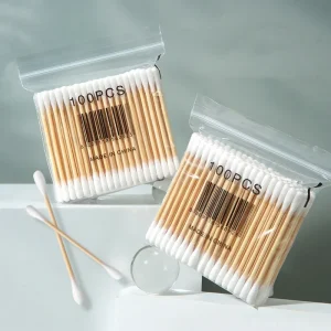 100Pcs bag Cotton Buds Bamboo Stick Double Head Cotton Swabs Ear Cleaning Swabs Wood Q tips Cotton Buds