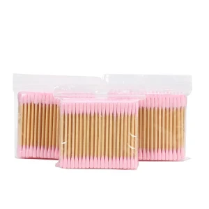 100pcs Bag Double Round Head Bamboo Buds ECO Friendly Ear Cleaning pink Cotton Buds Swab