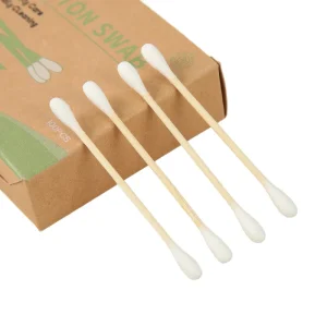 100pcs Compact Aircraft Hole Hang Card Bamboo Stick Cotton Buds with Kraft Paper Box for Storage