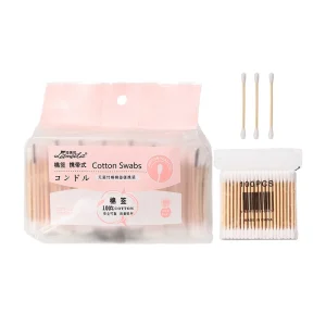 100pcs Individual Packaged Pointed Tip Cotton Bud Wood Sticks Q Tip Cotton Swabs Lint Free Cotton Ear Buds B0144