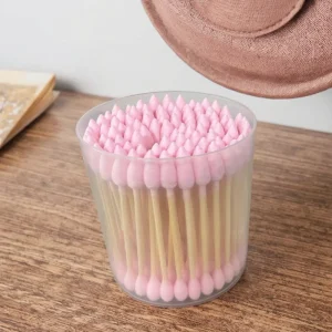 100pcs Pink Color Cotton Head Extra Big Size Bamboo Cotton Swabs Cotton Buds for Dab Tools Daily Use