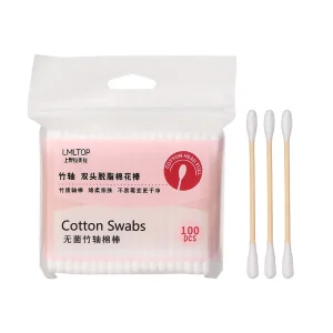 100pcs Travel Size Ear Clean Makeup Bamboo Sticks Cotton Swab A650 Eco Friendly Double Round Head Q Tip Cotton Bud