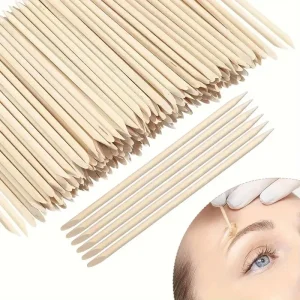 100pcs Wooden Wax Applicator Sticks Mini Size for Precision Eyebrow Lip and Nose Hair Removal Unscented for Home Spa
