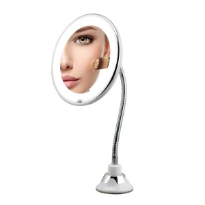 10X LED Filling Makeup Mirror Grooming Mirror with Light Bathroom Mirror with Suction Cup