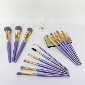 10pcs 14pcs Purple Diamond Makeup Brush Set Premium Synthetic Fiber Bristles Professional Beauty Tools