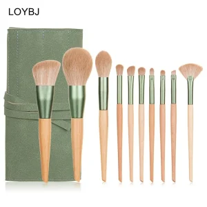 10pcs Vegan Makeup Brushes Set Private Label Face Concealer Powder Foundation Blusher Eyeshadow Eyebrow Eyeliner Fan Brush