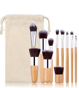 11PCS Medium Eco Friendly Bamboo Handle Makeup Brush Set