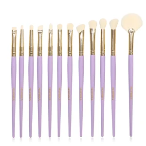 12 Pcs Purple Durable Soft Travel Vegan Synthetic Hair Private Label Luxury Custom Eyeshadow Makeup Brush Set