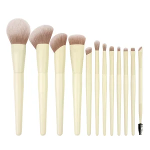 12 Pcs Yellow Morph Synthetic Premium Women High Quality Vegan Custom Professional Makeup Brush Set