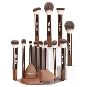 12 Piece Long Handle Makeup Brush Set Ultra Soft Synthetic Fiber Metal Handle