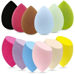 12 Piece Professional Makeup Sponge Set Latex Free Soft Setting Face Puffs Multicolor Beauty Sponge Blender Made in China