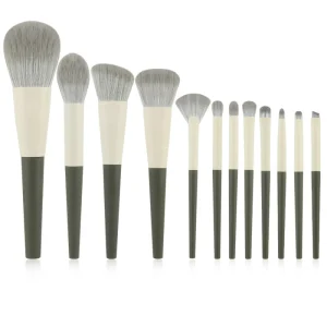 12Pcs Makeup Brush Set High Density Synthetic Hair No Powder Absorption Premium Cosmetic Brushes