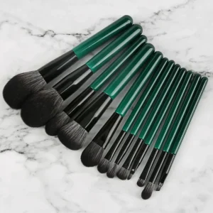 12pcs Makeup Brush Beauty Tools Set Dark Green Soft Powder Eye Brush Private Label Professional Makeup Brush Set