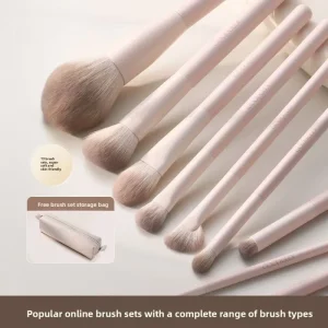 13-Piece Nose Shadow & Concealer Brushes Beginner Makeup Brush Set with Wood Handle for Full Face Use