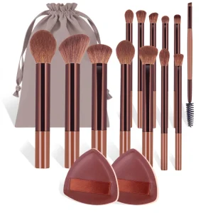 13-Piece Synthetic Hair Face Makeup Brush Set Blending Eyebrow Pencil Lip Liner Customizable Plastic Handle