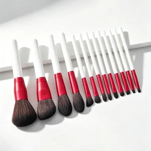 13-piece White Nylon Wood Handle Makeup Brush Set Including Powder and Contour Brushes Beauty Tool Kit