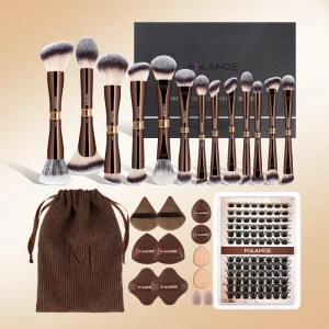 13Pcs Professional Makeup Brush Set 12pcs Powder Puff False Eyelashes Luxury Gift Makeup Brush Set
