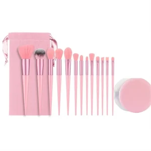 13pcs Plastic Handle Makeup Brush Set Soft Nylon Bristles for Eyeshadow Eyeliner for Face Eye Makeup