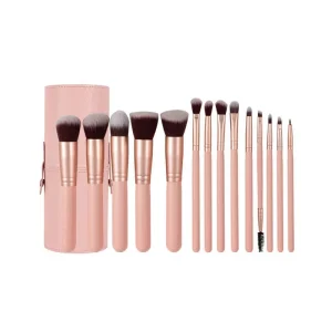 14 Makeup Brush Set 5 Big 9 Small Flat Brushes for Face Application with Lip Balm and Concealer