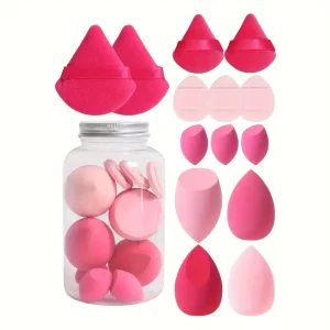 14 Piece Same Color Finger Makeup Sponge Puff Flocking Air Cushion Beauty Soft Blender Set for Face for Flocking Blending Makeup