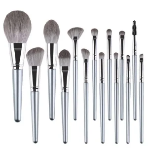 14 Piece Soft Synthetic Hair Plastic Handle Makeup Brush Set for Beginners Includes Concealer and Shaving Brush Daily Use