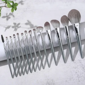 14 Pieces Wooden Handle Makeup Brush Set for Face and Eyes