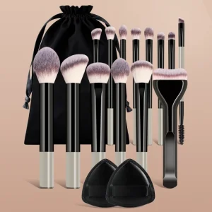 14PCS Synthetic Hair Makeup Brush Set with Drawstring Bag for Face and Eyeliner OEM ODM Private Label